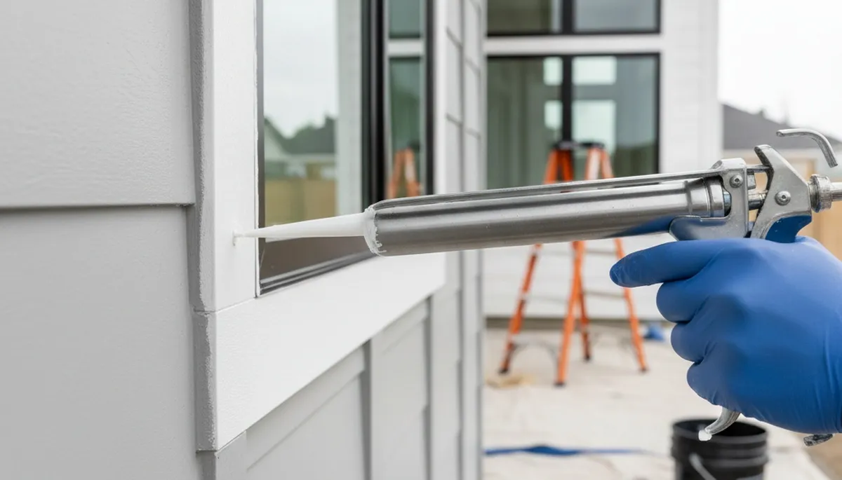 Professional caulking and sealing on Staten Island, NY home exterior to protect windows and siding