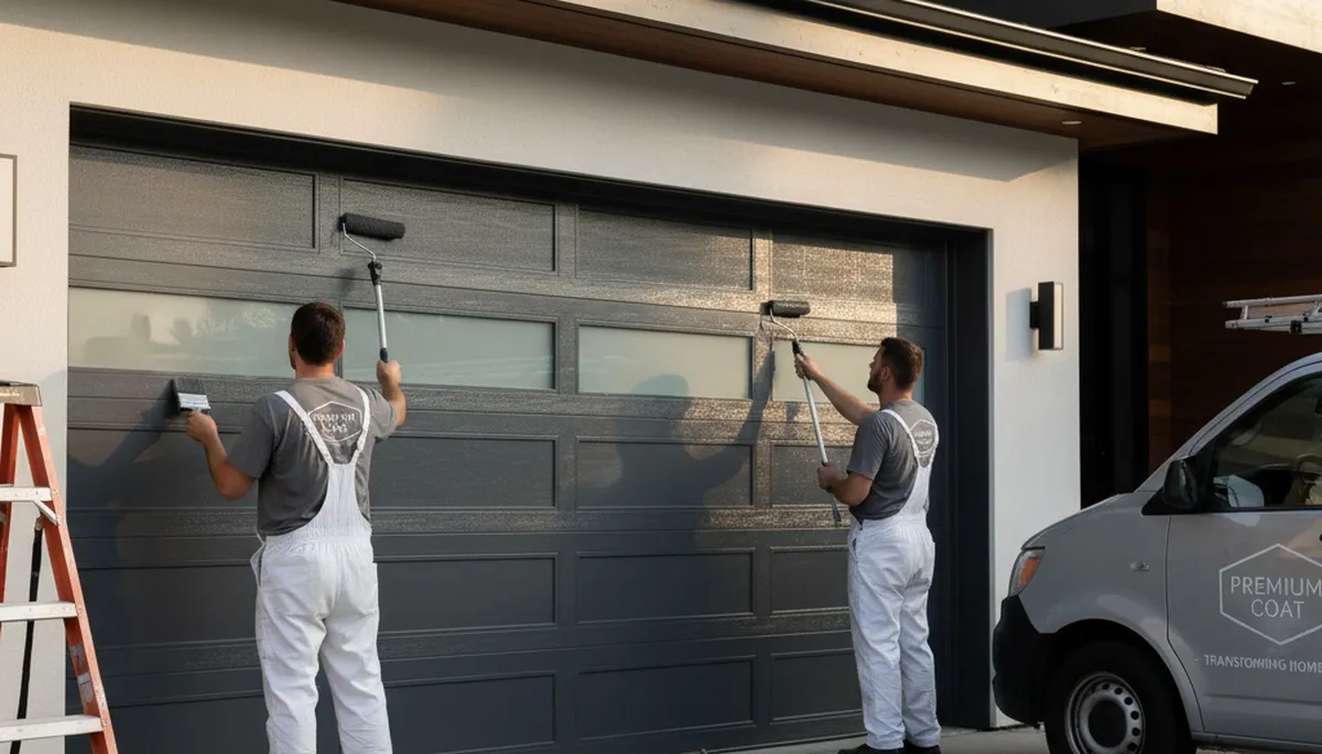 Professional garage door painting in Staten Island NY enhancing curb appeal with durable weatherproof finish