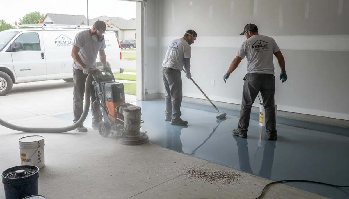 Professional garage floor epoxy coating in Staten Island NY for durable, glossy garage surfaces
