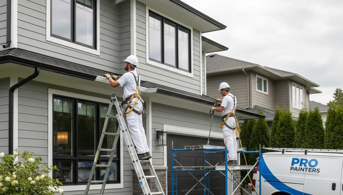 Professional gutter painting on Staten Island NY home exterior by expert house painters
