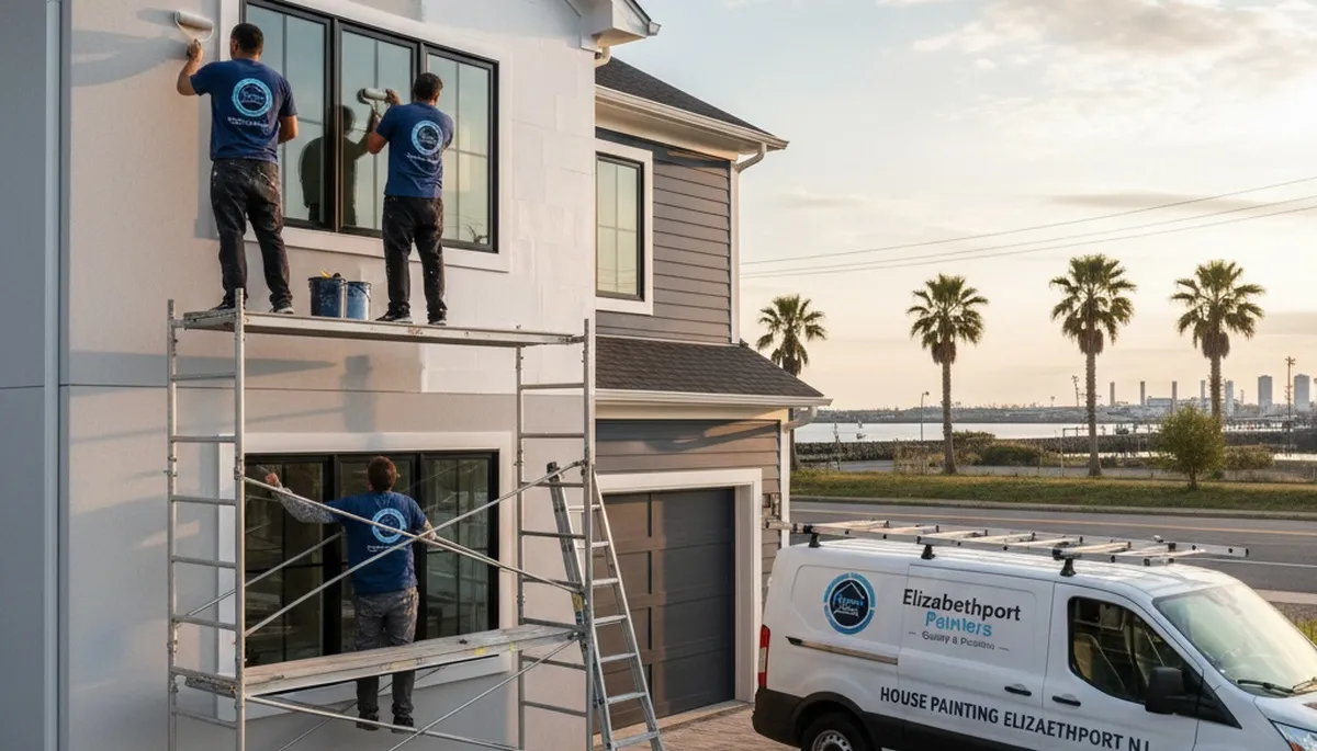 Professional house painters working on home exterior in Staten Island NY