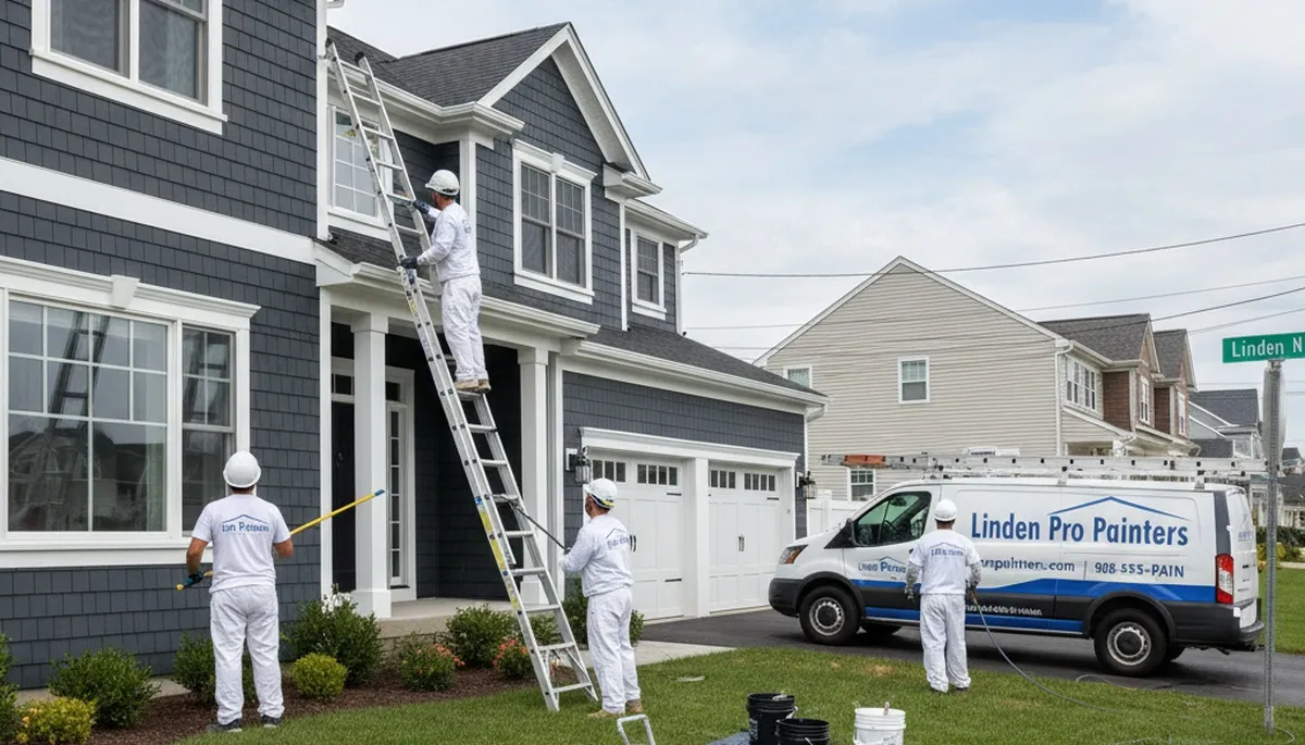Professional house painters working on residential exterior in Staten Island NY