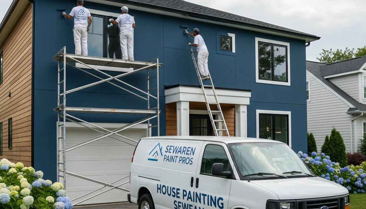 Professional house painters improving home exterior in Staten Island NY
